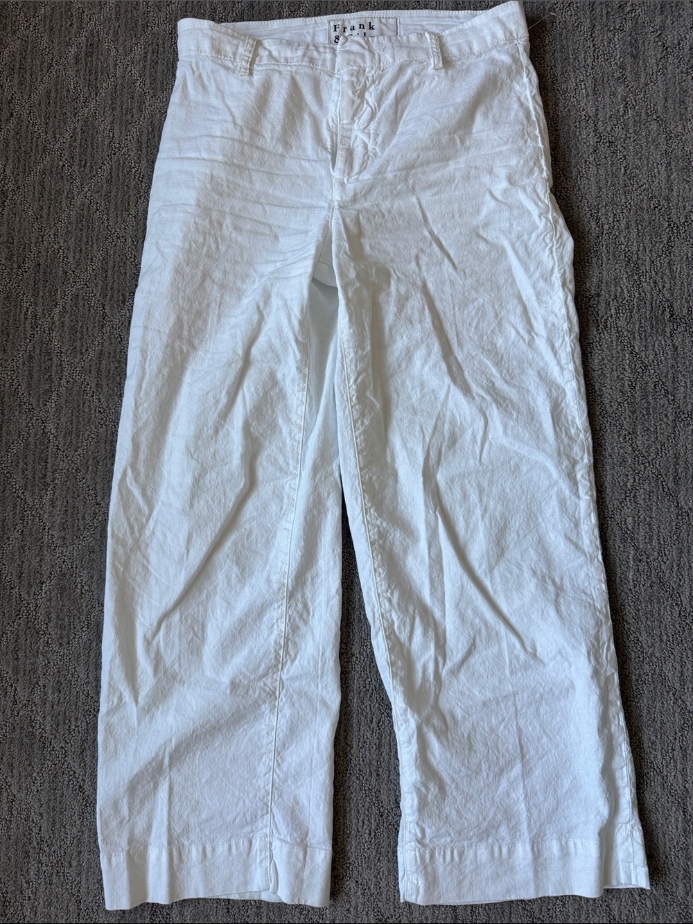 Frank & Eileen White Cropped Wide-Leg Pants